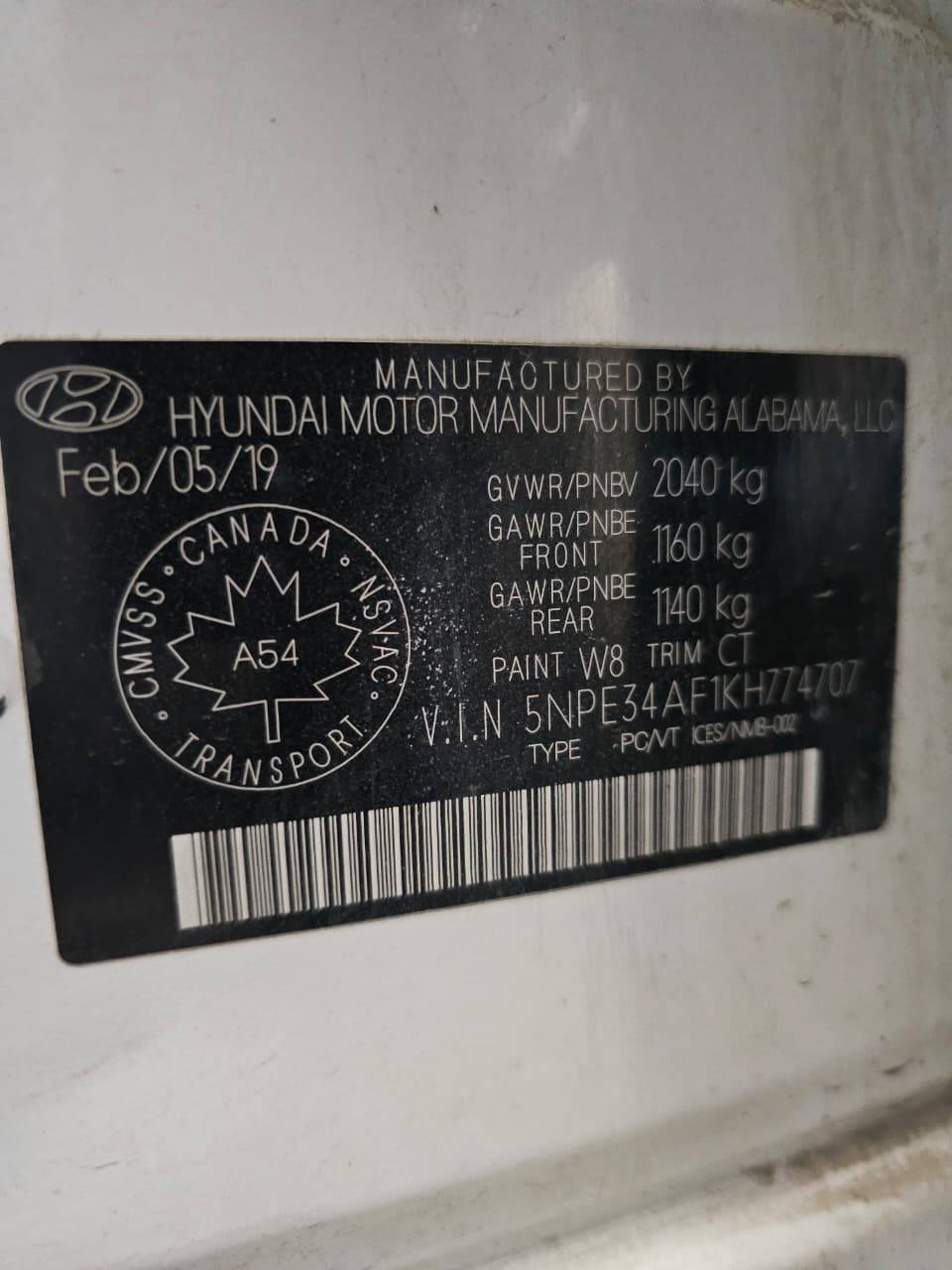 2019 HYUNDAI SONATA — 155606 KM — Lot 1KH774707 — Main - Marhaba Auctions Used Cars - Image 10