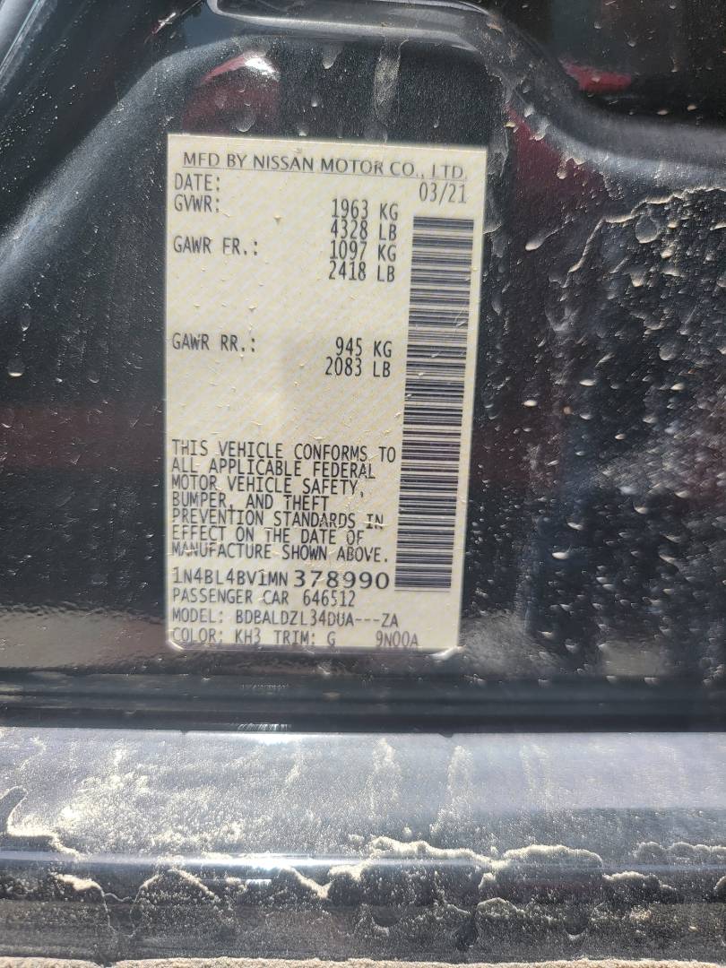 2021 NISSAN ALTIMA — 35836 Miles — Lot N378990 — Ind. 12 - Marhaba Auctions Used Cars - Image 4