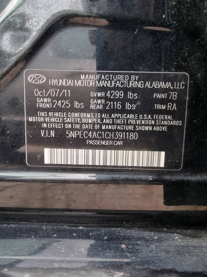 2012 HYUNDAI SONATA — 189136 Miles — Lot 125487 — Ind. 12 - Marhaba Auctions Used Cars - Image 10