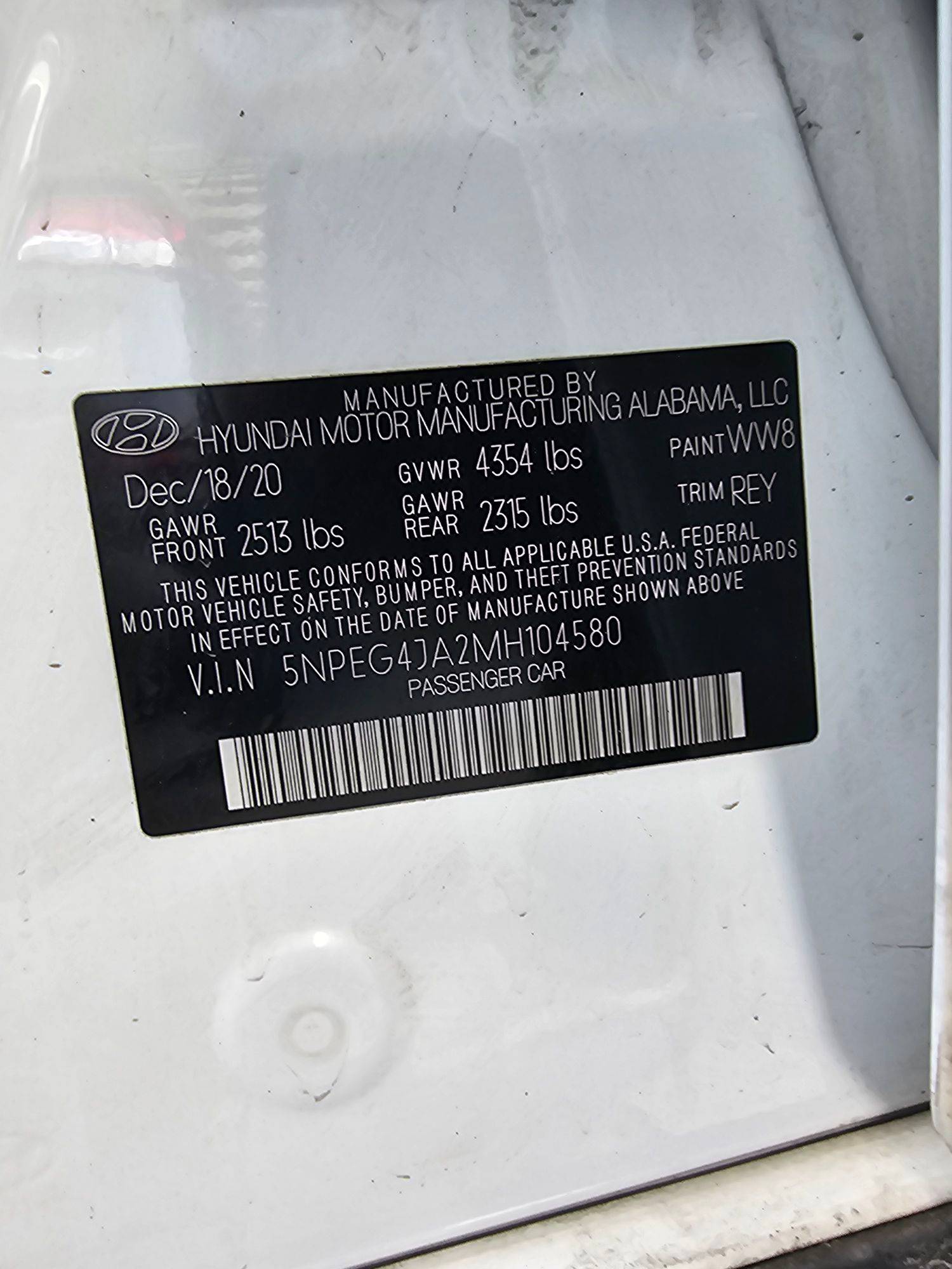 2021 HYUNDAI SONATA — 77547 Miles — Lot MH104580 — Souq - Marhaba Auctions Used Cars - Image 9