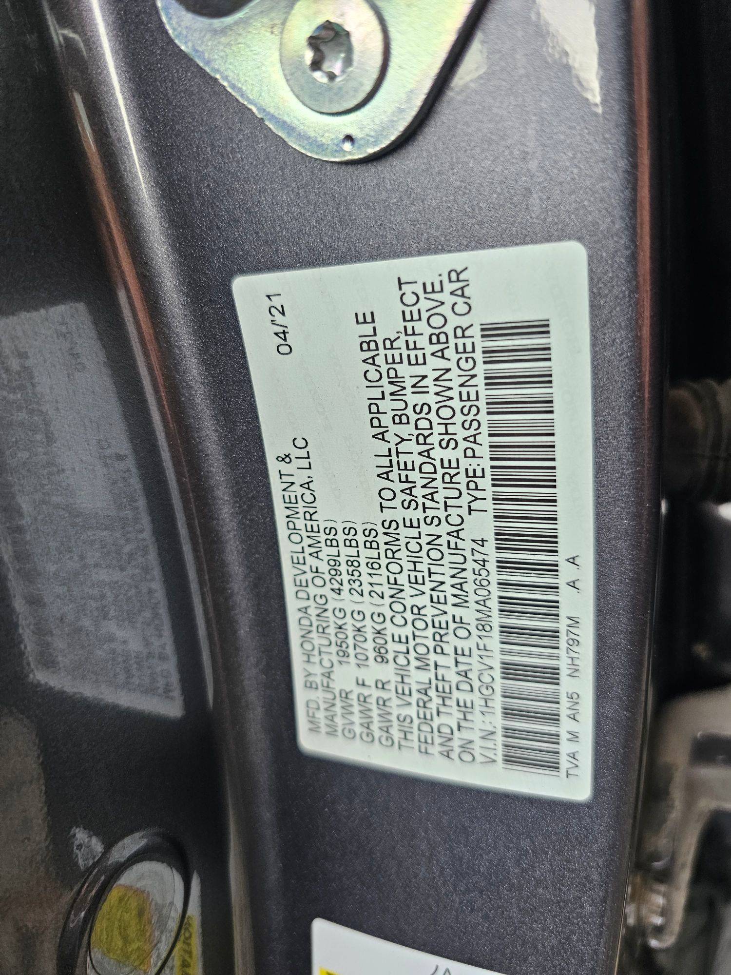 2021 HONDA ACCORD — 42530 Miles — Lot 18MA065474 — Souq - Marhaba Auctions Used Cars - Image 9