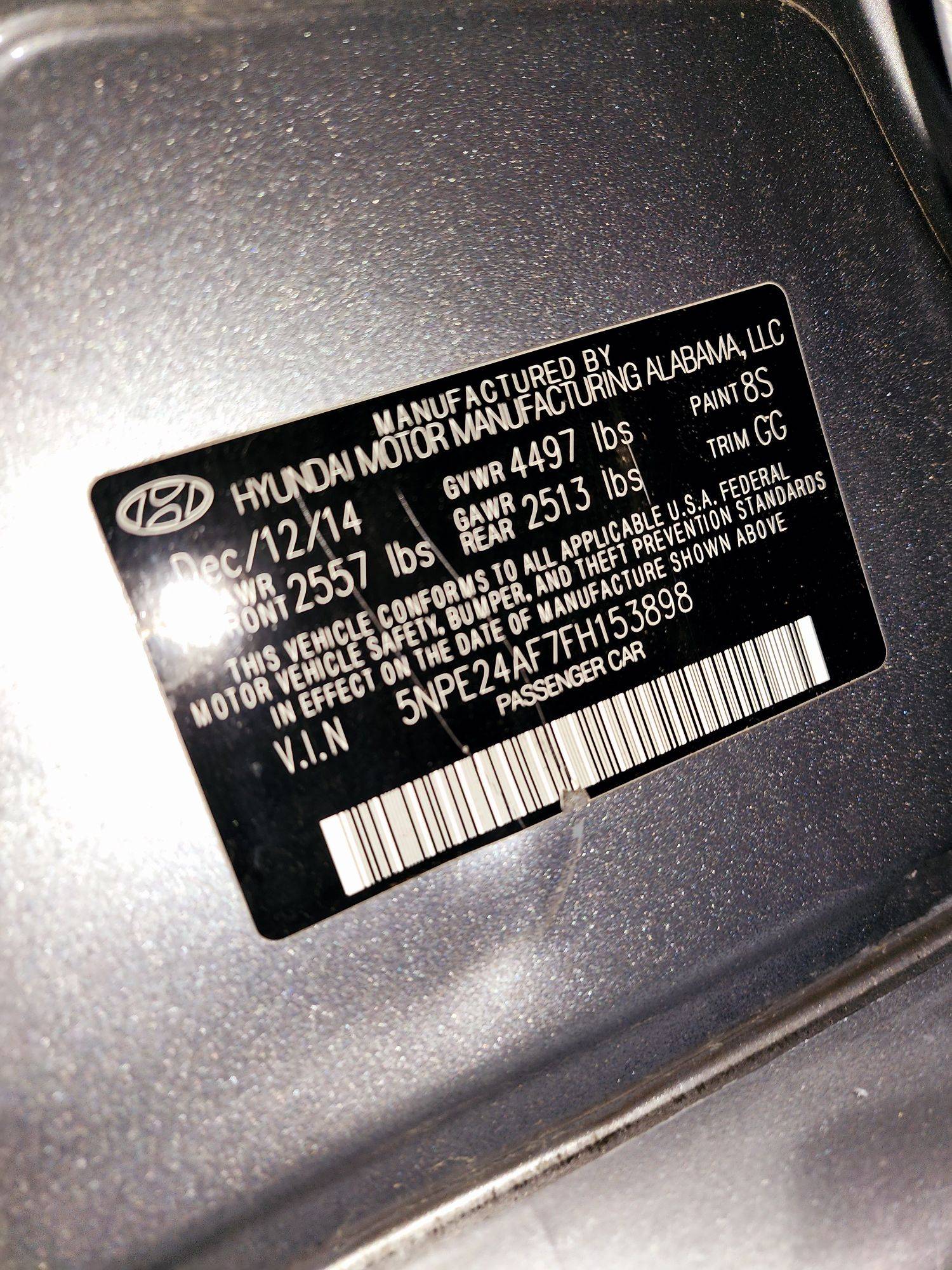 2015 HYUNDAI SONATA — 156697 Miles — Lot FH153898 — Souq - Marhaba Auctions Used Cars - Image 9