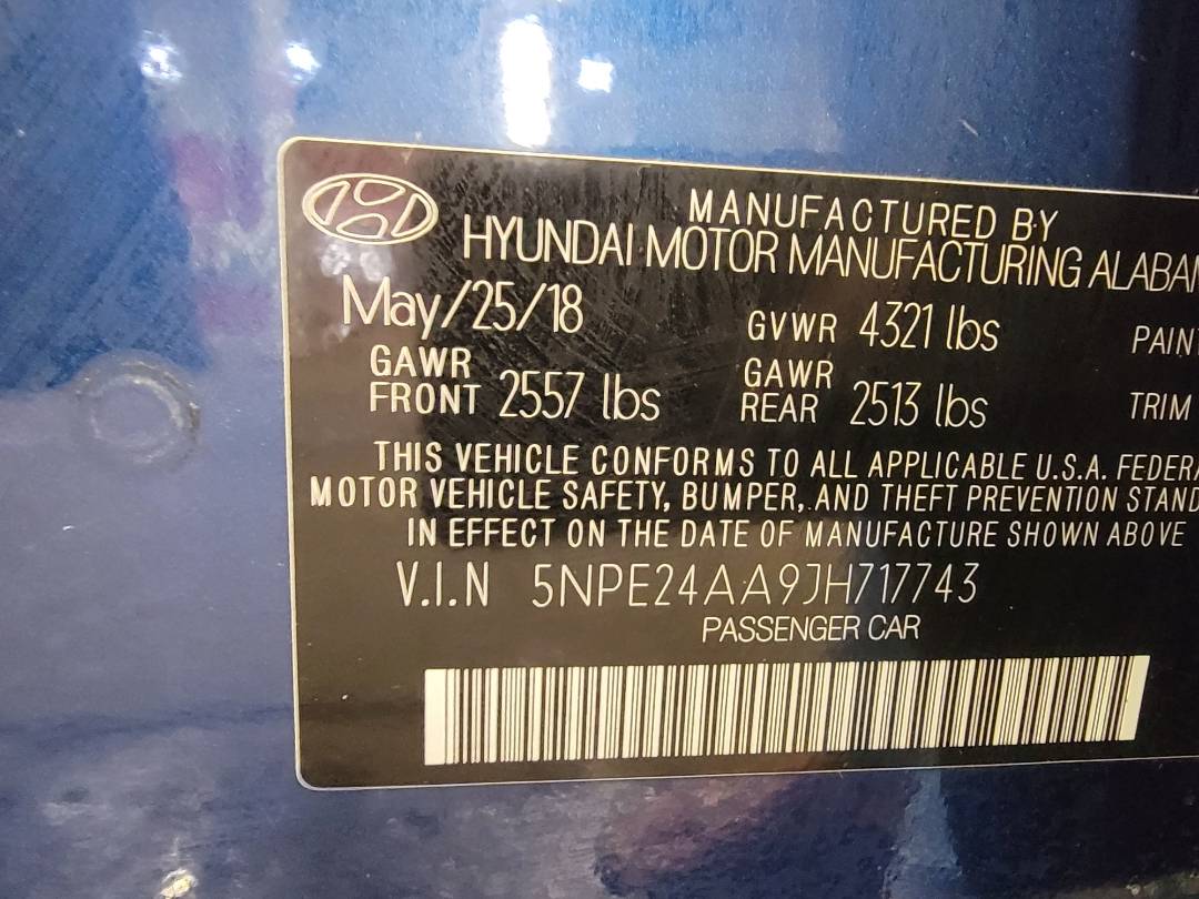 2018 HYUNDAI SONATA — 111208 Miles — Lot 38723162 - Marhaba Auctions Used Cars - Image 9