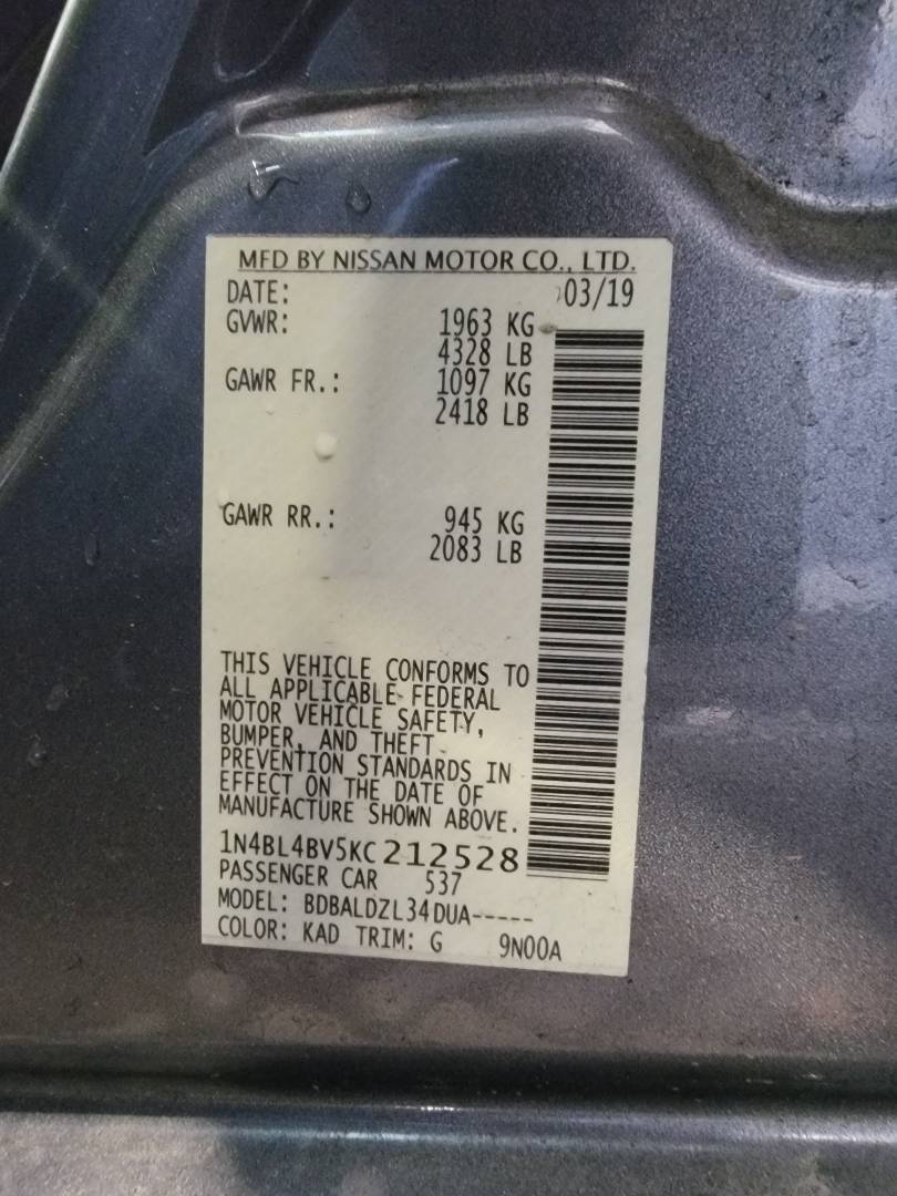 2019 NISSAN ALTIMA — 144822 Miles — Lot C212528 - Marhaba Auctions Used Cars - Image 10