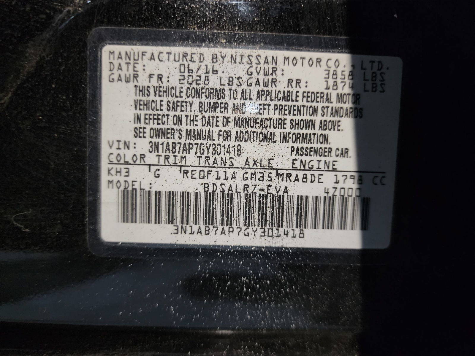 2016 NISSAN SENTRA — 177782 Miles — Lot 301418 — Al Quoz - Marhaba Auctions Used Cars - Image 10