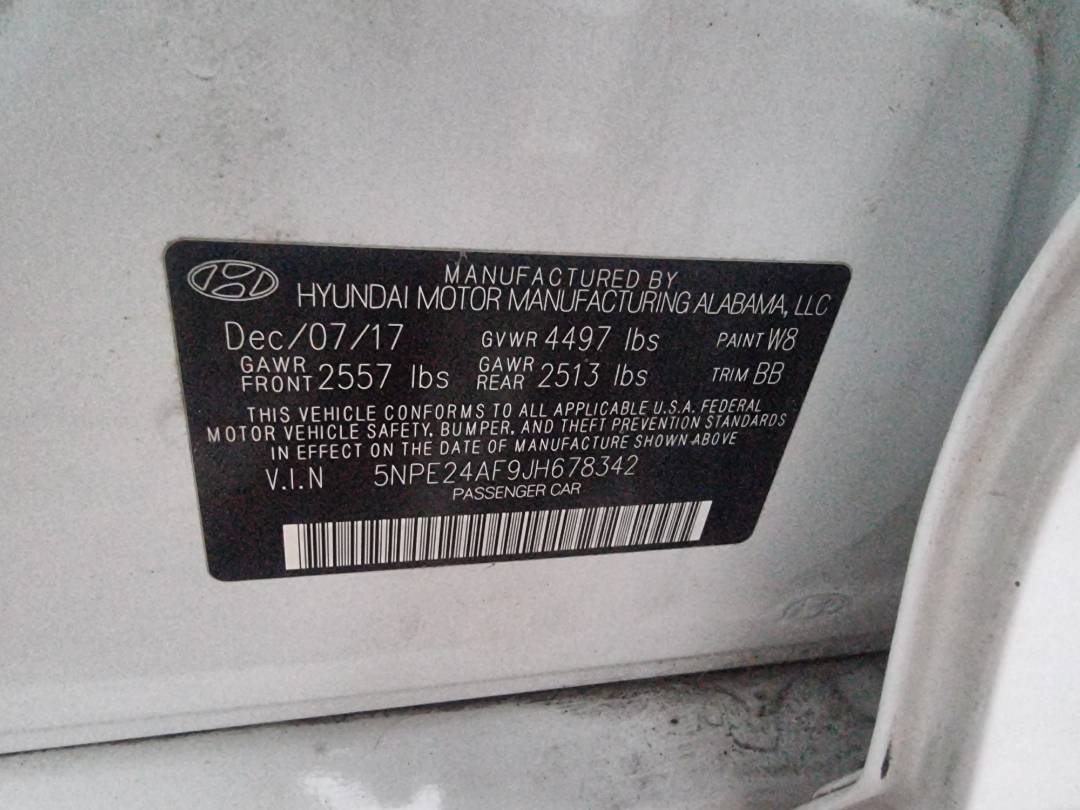 2018 HYUNDAI SONATA — 108532 Miles — Lot JH678342 — Ind. 12 - Marhaba Auctions Used Cars - Image 8