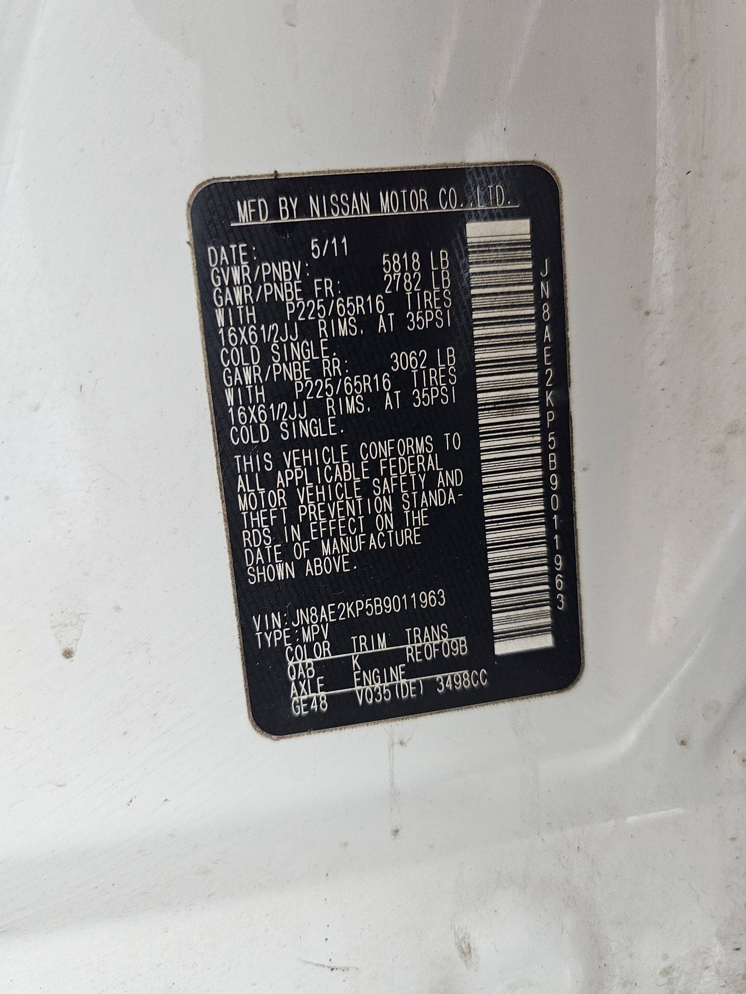 2011 NISSAN QUEST — 178247 Miles — Lot B9011963 — Main - Marhaba Auctions Used Cars - Image 9