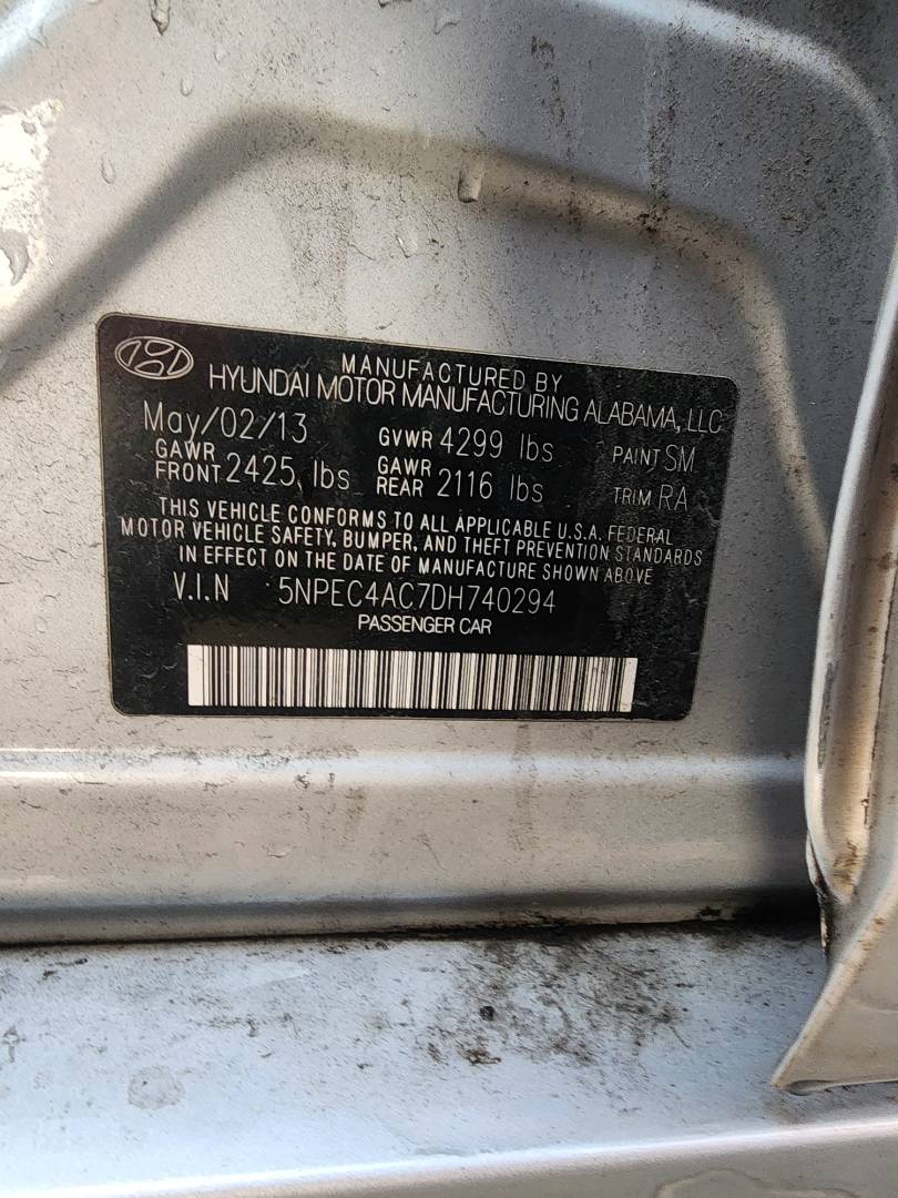 2013 HYUNDAI SONATA — 117745 Miles — Lot 37759644 - Marhaba Auctions Used Cars - Image 4