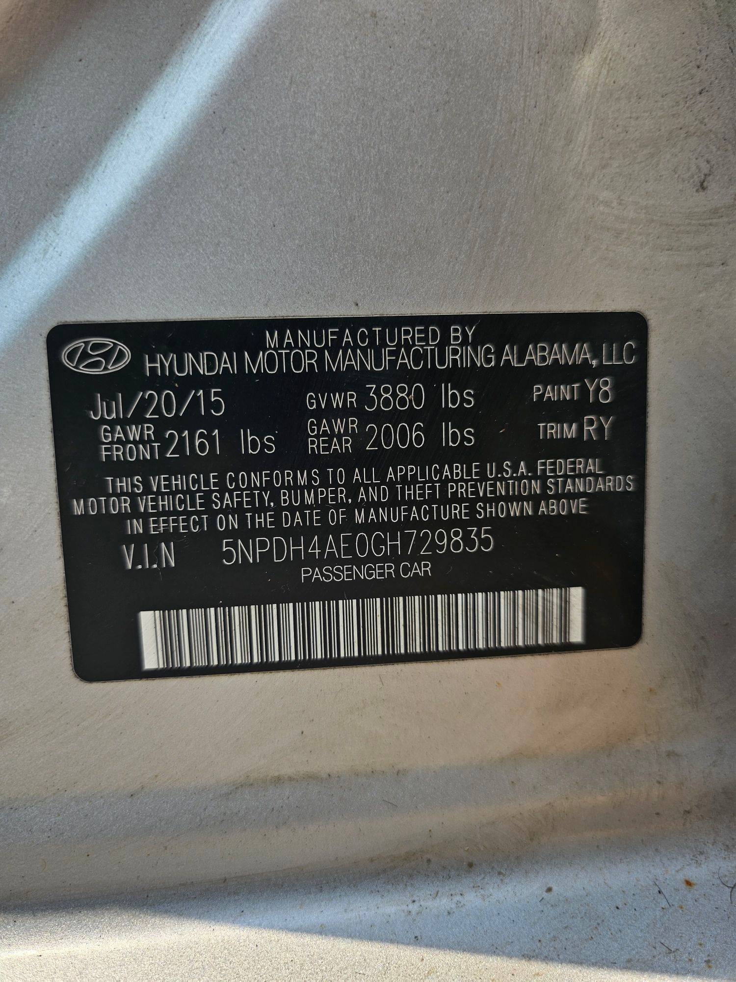2016 HYUNDAI ELANTRA — 139545 Miles — Lot AE0GH729835 — Souq - Marhaba Auctions Used Cars - Image 10
