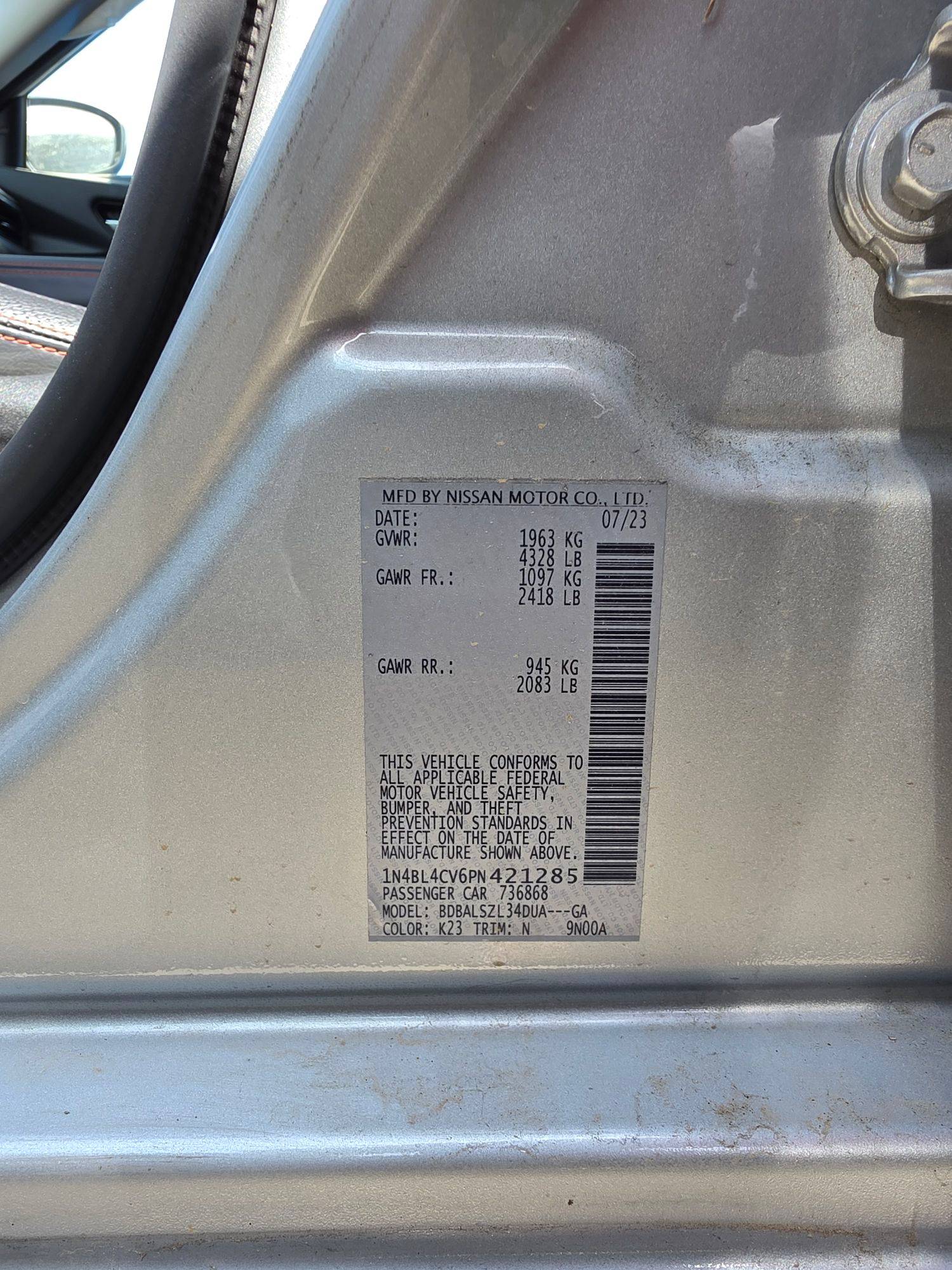 2023 NISSAN ALTIMA — 35575 Miles — Lot CV6PN421285 - Marhaba Auctions Used Cars - Image 10